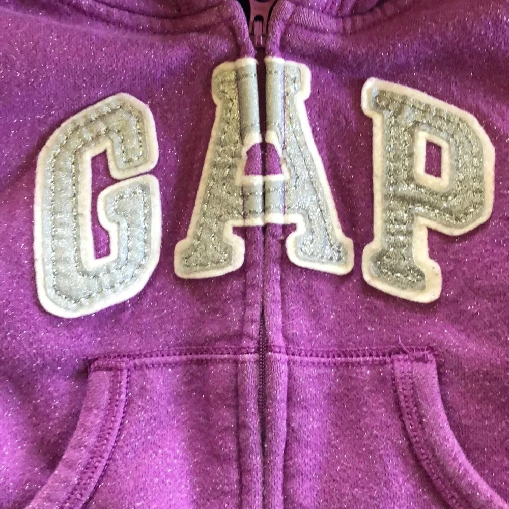 💜 Baby GAP Preppy Sparkle Purple‎ Fall outfit Hoodie 18-24 months